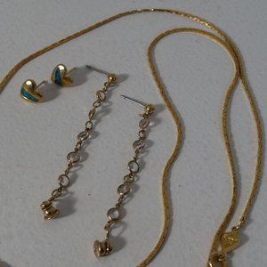 Gold & Turquoise Earrings & Necklace Set
